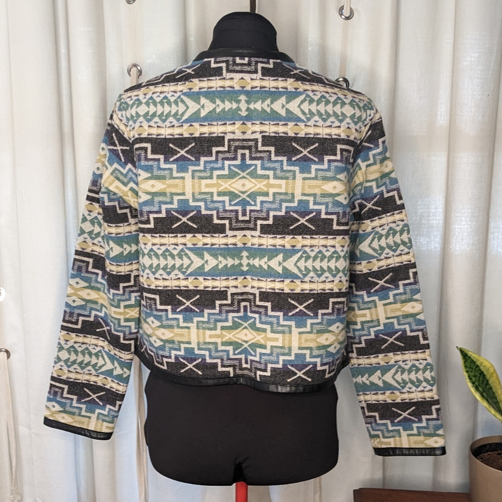 Pendleton Wool Aztec Print Open Front Jacket Small - image 7